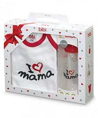 Подарочный набор Bibi, боди(рост 62 -68 см)+ бутылочка 250 мл. I love Mama /4