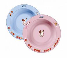 Глубокая тарелка 230 мл, 6 м+, голубая и розовая (SCF706/01)